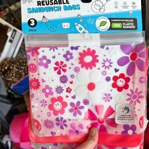 Reusable Sandwich Bags - Pink and Purple Floral Design